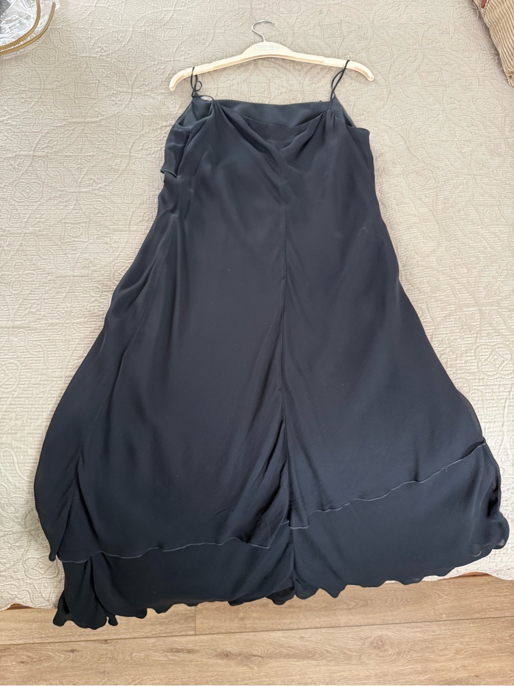Black Satin Maxi Slip Dress with Cowl Neck